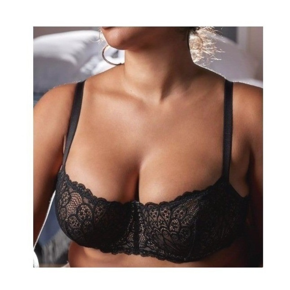 Torrid Curve  Womens Plus Size Balconette Unlined Lace Bra Black Nude 42DD EUC